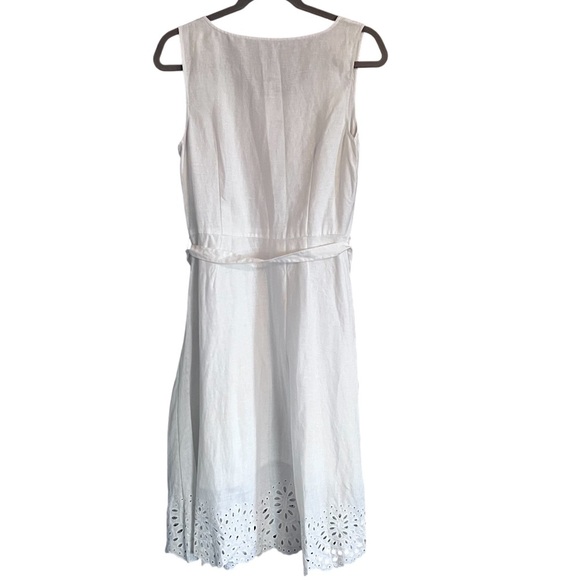 NWOT Talbots 100% Linen Eyelet Sleeveless Midi Dress in White size 10 - Picture 3 of 12